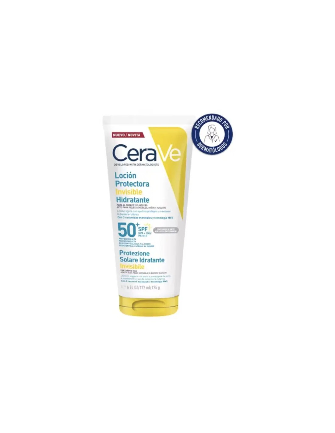 cerave-locion-protectora-invisible-spf-50-177-ml Cerave Loción Protectora Invisible Hidratante FPS50+ 177ml - Imagen 1