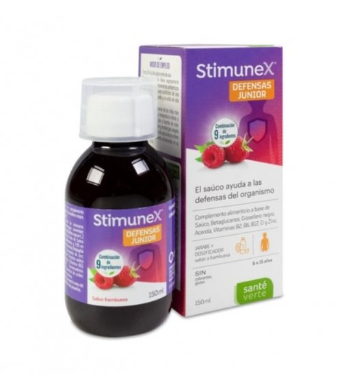 sante-verte-stimunex-defensas-junior-solucion-oral-1-envase-150-ml-sabor-frambuesa Stimunex Defensas Junior 150ml - Imagen 1